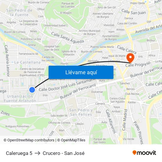 Caleruega 5 to Crucero - San José map