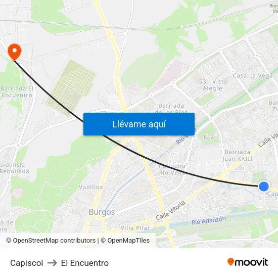 Capiscol to El Encuentro map