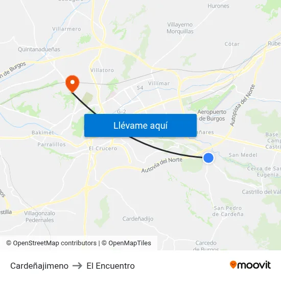 Cardeñajimeno to El Encuentro map