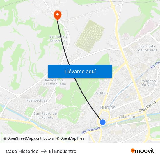 Caso Histórico to El Encuentro map