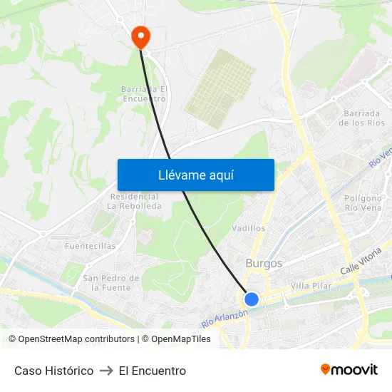 Caso Histórico to El Encuentro map