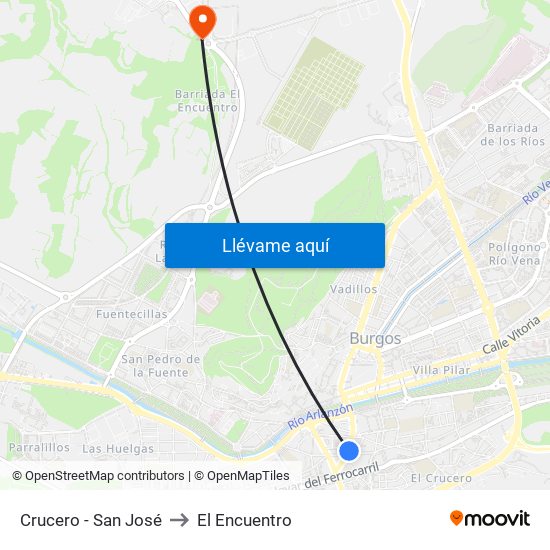 Crucero - San José to El Encuentro map