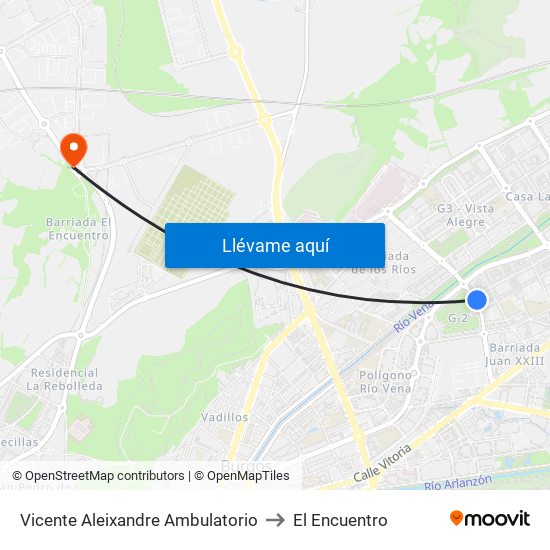 Vicente Aleixandre Ambulatorio to El Encuentro map