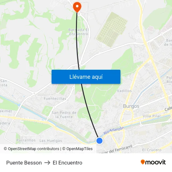 Puente Besson to El Encuentro map