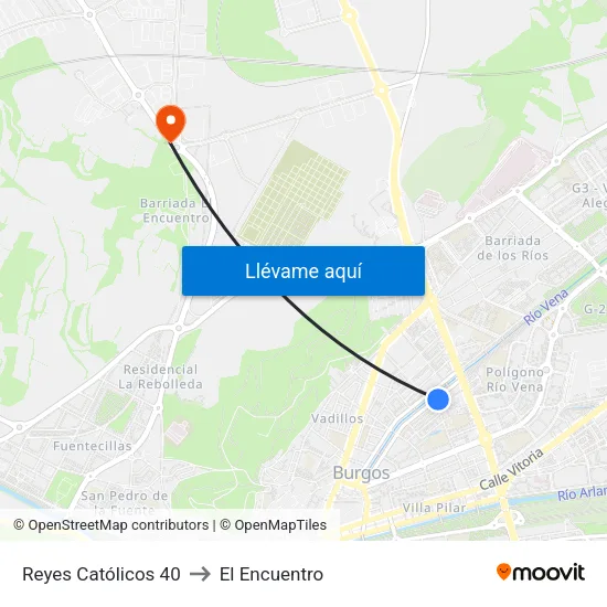 Reyes Católicos 40 to El Encuentro map