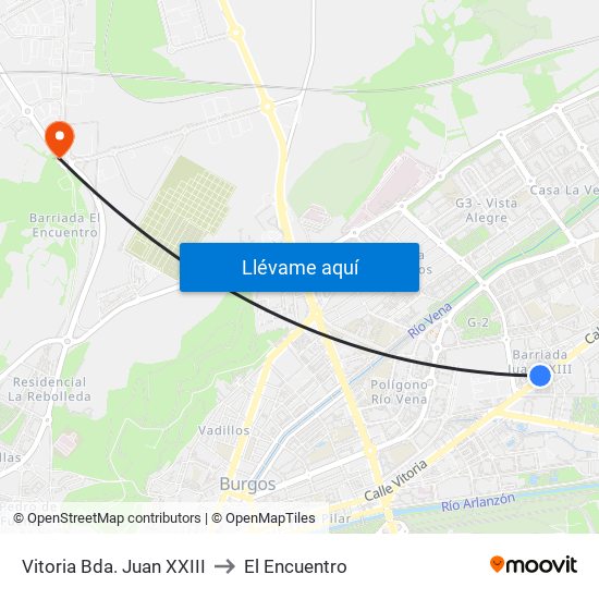 Vitoria Bda. Juan XXIII to El Encuentro map