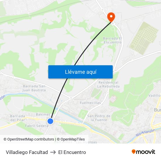 Villadiego Facultad to El Encuentro map