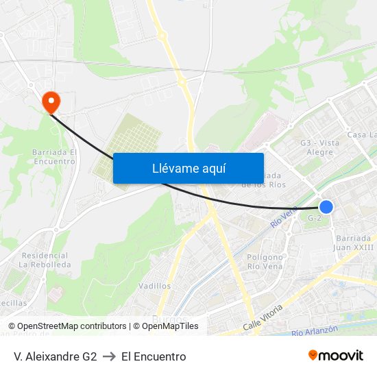 V. Aleixandre G2 to El Encuentro map