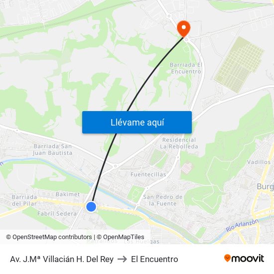 Av. J.Mª Villacián H. Del Rey to El Encuentro map
