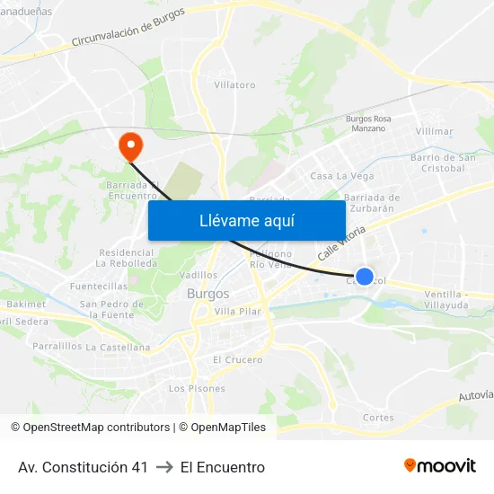 Av. Constitución 41 to El Encuentro map