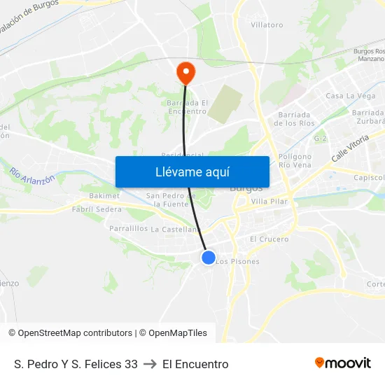 S. Pedro Y S. Felices 33 to El Encuentro map