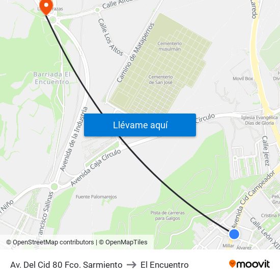 Av. Del Cid 80 Fco. Sarmiento to El Encuentro map