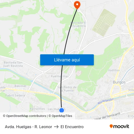 Avda.  Huelgas - R. Leonor to El Encuentro map