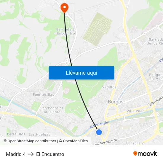 Madrid 4 to El Encuentro map