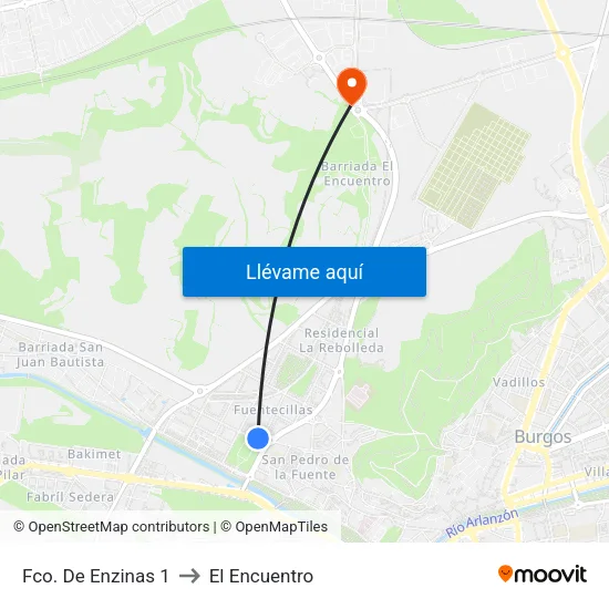 Fco. De Enzinas 1 to El Encuentro map