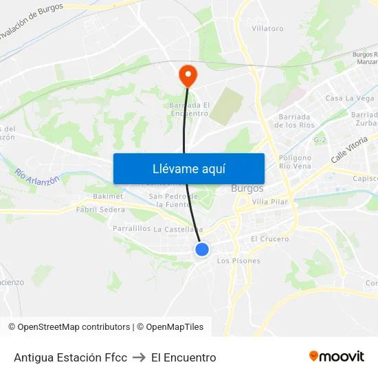 Antigua Estación Ffcc to El Encuentro map