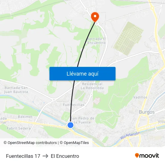 Fuentecillas 17 to El Encuentro map