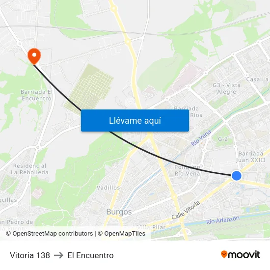 Vitoria 138 to El Encuentro map