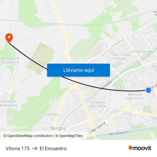 Vitoria 175 to El Encuentro map