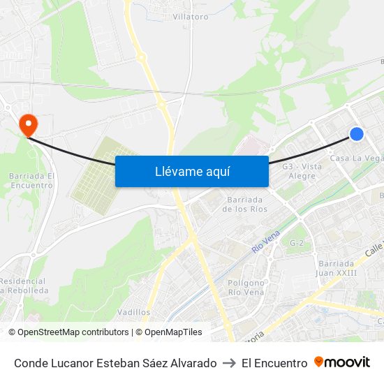 Conde Lucanor Esteban Sáez Alvarado to El Encuentro map