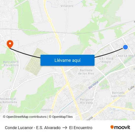 Conde Lucanor - E.S. Alvarado to El Encuentro map