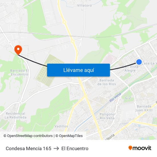 Condesa Mencía 165 to El Encuentro map