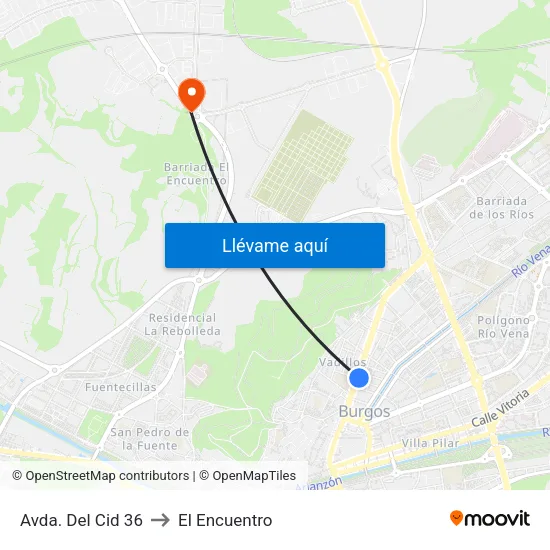 Avda. Del Cid 36 to El Encuentro map
