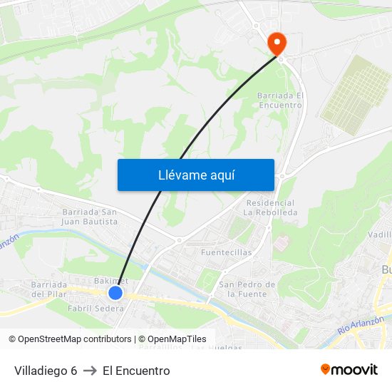 Villadiego 6 to El Encuentro map