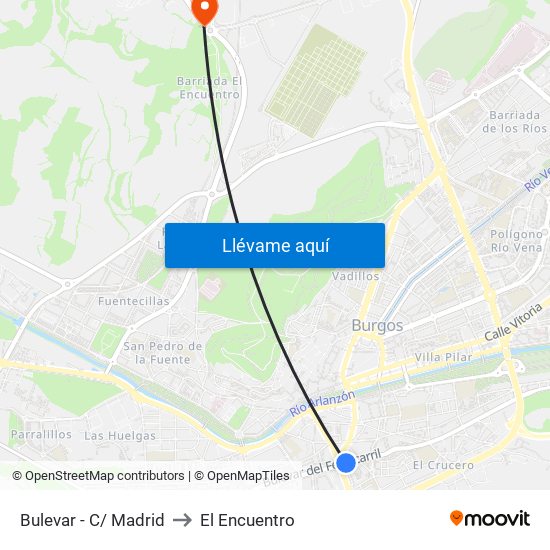 Bulevar - Madrid to El Encuentro map