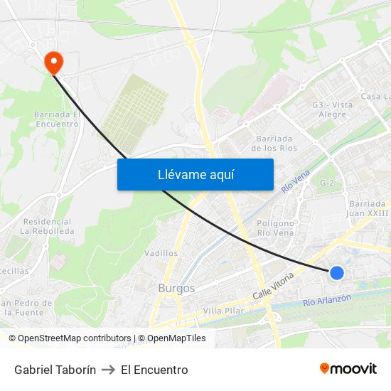 Gabriel Taborín to El Encuentro map