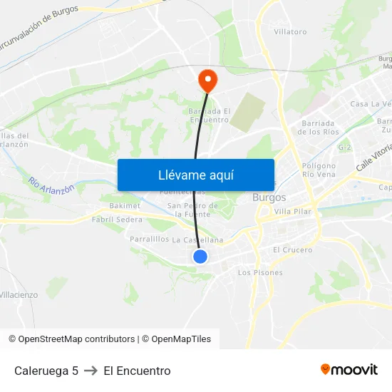 Caleruega 5 to El Encuentro map