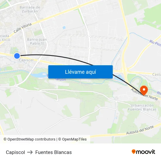 Capiscol to Fuentes Blancas map