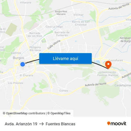 Avda. Arlanzón 19 to Fuentes Blancas map