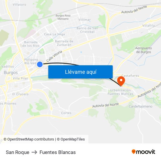 San Roque to Fuentes Blancas map