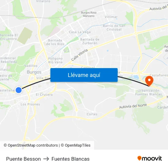 Puente Besson to Fuentes Blancas map