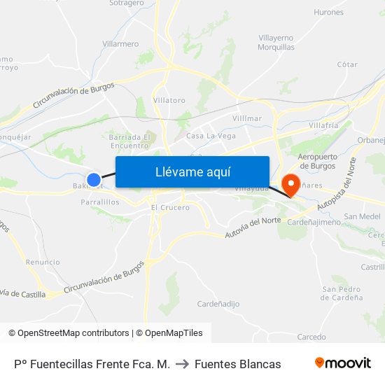 Pº Fuentecillas Frente Fca. M. to Fuentes Blancas map