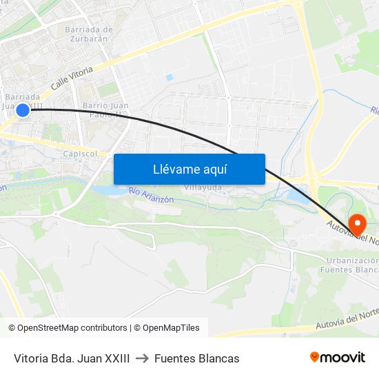 Vitoria Bda. Juan XXIII to Fuentes Blancas map