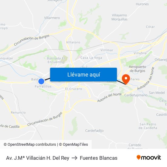 Av. J.Mª Villacián H. Del Rey to Fuentes Blancas map