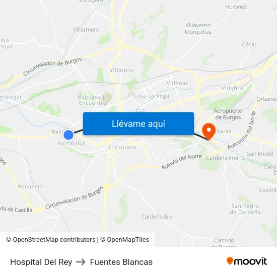 Hospital Del Rey to Fuentes Blancas map
