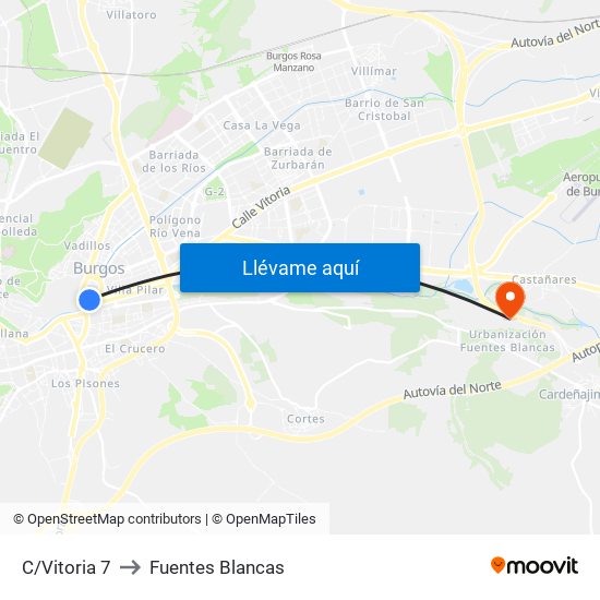 Vitoria 7 to Fuentes Blancas map