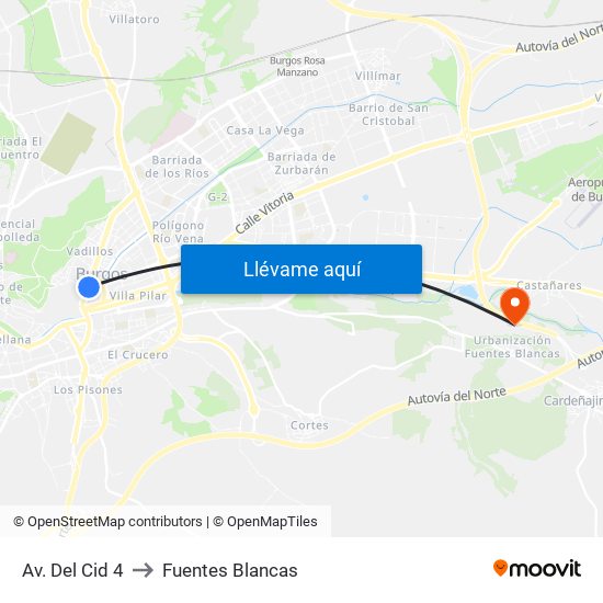 Av. Del Cid 4 to Fuentes Blancas map