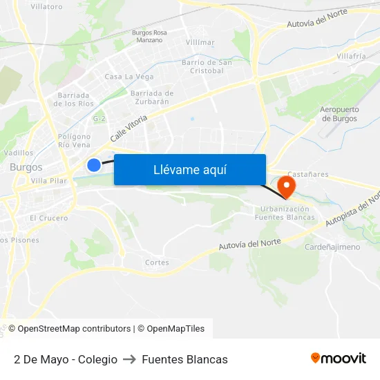 2 De Mayo - Colegio to Fuentes Blancas map