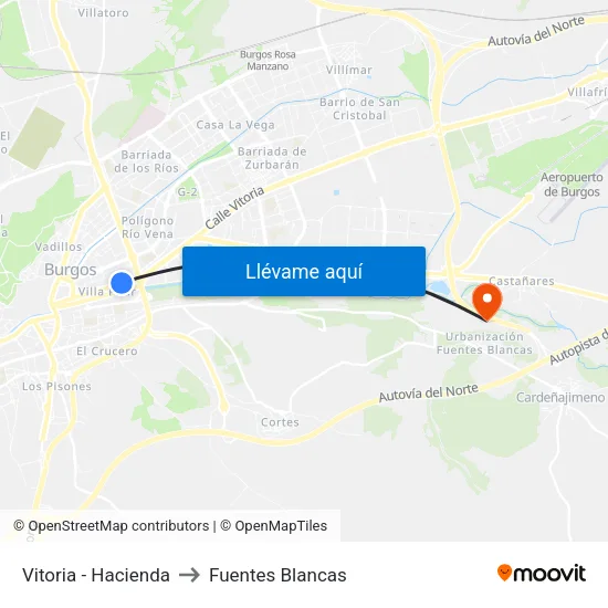 Vitoria - Hacienda to Fuentes Blancas map