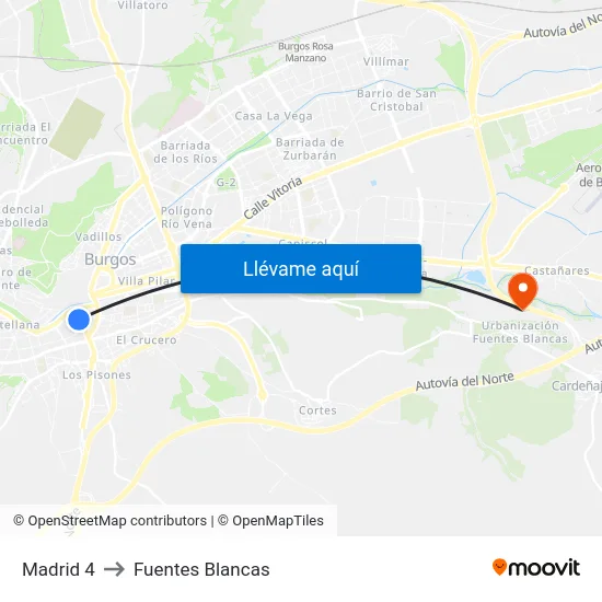 Madrid 4 to Fuentes Blancas map