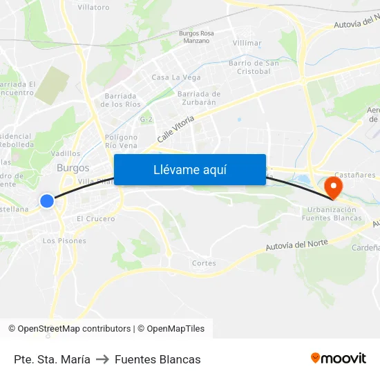 Pte. Sta. María to Fuentes Blancas map