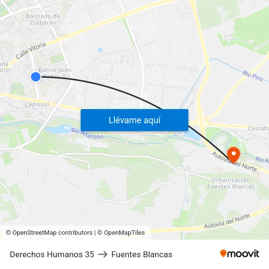 Derechos Humanos 35 to Fuentes Blancas map