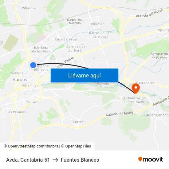 Avda. Cantabria 51 to Fuentes Blancas map