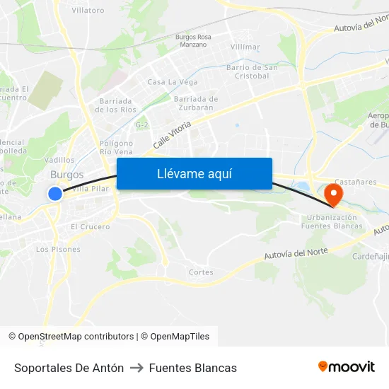 Soportales De Antón to Fuentes Blancas map