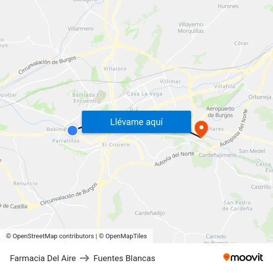 Farmacia Del Aire to Fuentes Blancas map