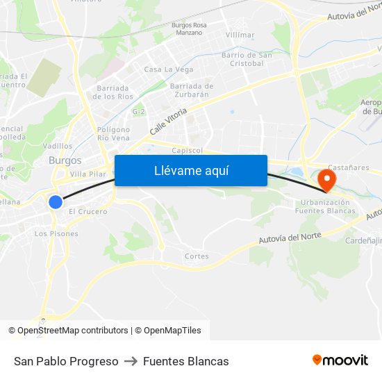 San Pablo Progreso to Fuentes Blancas map